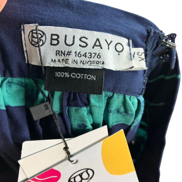 Busayo Abstract Print Skirt XS Blue Knee Length Pleated Boho Artisan - Picture 4 of 9